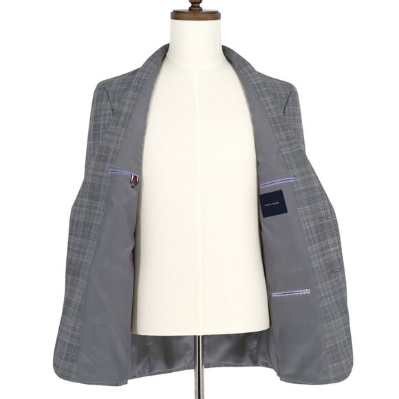 Tommy Hilfiger Men's Grey Plaid Conrad Modern-Fit Classic Suit Blazer Size 42L - Picture 5 of 7